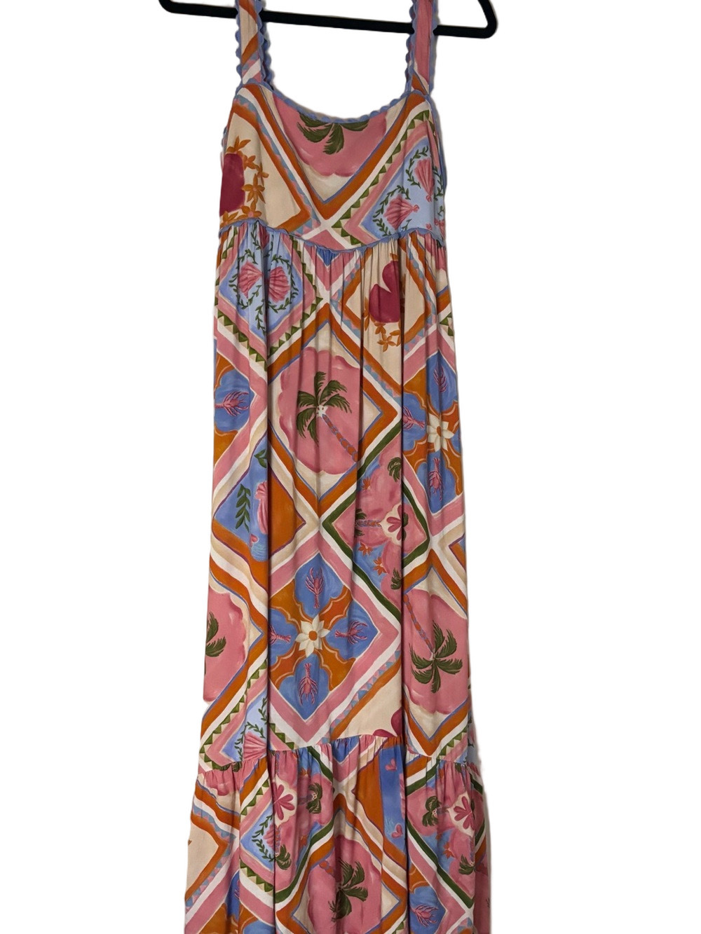 White Closet Elements Tropical Lobster Ric Rac Maxi Dress Coastal Size L